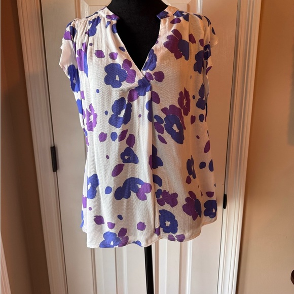 CAbi White and Purple Floral Blouse - Picture 2 of 8